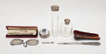 Silver mounted glass magnifier, circular with domed top, millennium mark, a sterling silver