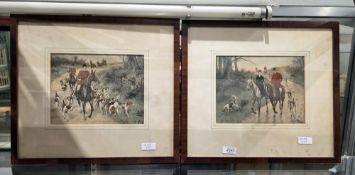 Two Fores's Hunting Accomplishments prints and two after George Wright, largest 21cm x 29cm (4)