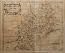 Robert Morden - a late 17th century engraved map of Gloucester Shire (Gloucestershire). With