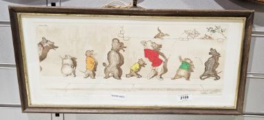 Boris O'Klein 'Dirty Dogs of Paris' series etching titled 'Sus Aux Curieux', titled and signed by