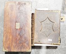 19th century mahogany campaign-style writing slope with brass recessed handle, 46cm wide and a