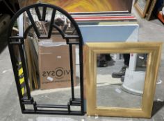 Collection of six mirrors, the largest of rectangular form with bevelled edge and gilt-effect frame,