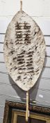 Zulu-type Igqoka shield made from cow hide, 81cm long (please note VAT will be payable on the