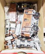 Lego model of a Crocodile locomotive, unchecked, a Budweiser belt buckle, a Mont Blanc empty box and