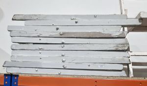 Set of ten pale grey painted wooden folding chairs, 84cm x 46cm (10)