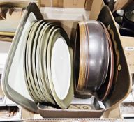 Denby Arabesque pottery part tea and dinner service including mugs, bowl and serving plates together