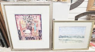 Four Alexandra Churchill farm animal prints including sheep and pigs, largest 28cm x 39cm, all