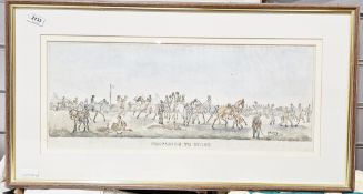 After Henry Thomas Alken Pair of aquatint-type prints  Horse racing, titled 'Weighing and Rubbing