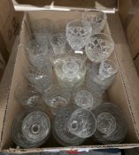 Collection of clear glass, cut, moulded and plain including drinking glasses, bowls, jugs, vases and