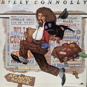 Autographed Billy Connolly vinyl LP, Atlantic Bridge with two carry cases of 45rpm singles