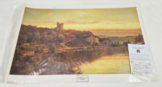 After Alfred de Breanski Snr (1845-1928) Colour print 'Knaresborough Castle', published by Stephen