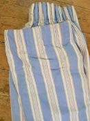 Two pairs and blue and white cotton curtains, lined and interlined with rufflette headings  186cm