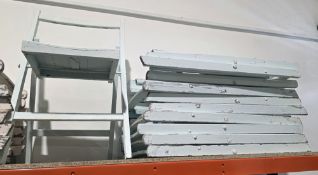 Set of 11 pale blue painted folding chairs, 84cm high x 46cm wide (11)