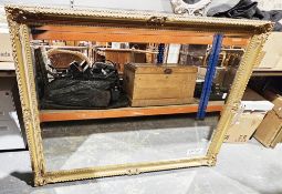 Two large modern gilt-effect framed mirrors, both plates with bevelled edge, largest 140cm x