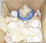 Collection of ceramic items including a Portmeirion mantel clock, a pair of Japanese satsuma