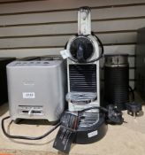 Nespresso pod-type coffee machine with milk frother and a Sage The Smart Toast two-slice toaster,