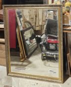 large gilt-framed bevel edged rectangular mirror, 112cm x 87cm