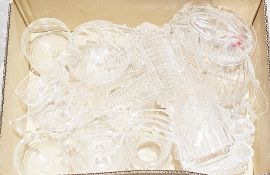 Large collection of mainly clear cut moulded and etched glass including various drinking glasses,