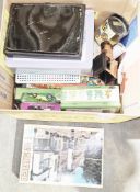 Collection of toys and games including dominos, draughts, jigsaws, some Lego, boxed Rubiks cube, a