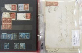 GB stamps: QV-QEII issues plus pre-stamp covers in stock-book and 2 cover albums including 1d