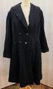 Black 1940's double-breasted coat, there was some detail on the collar which has been removed, a