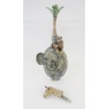 Amanda Popham, earthenware elephant vessel (with two stoppers), signed and dated 2016, 30cm high x