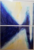 Ann Gillies  Pair abstract watercolours framed as one 
