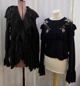 'Just Cavalli' brown knitted wool jacket, fall front lapels, deconstructed outside seams,