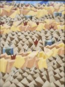 Unattributed Modern oil on board Abstract with pyramid shapes, 117cm x 86cm