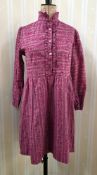 A Laura Ashley deep crimson and pale crimson dress labelled Laura Ashley made in Wales, shirt