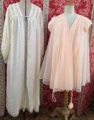 Janet Reger cotton apricot-coloured negligee with ruched and lace detail to the bodice, lace trim to