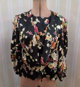 A 1920's satin jacket with a draped insert which does have poppers to be removed, quilted detail