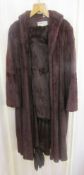 A full length vintage fur coat labelled Hutcheson Furs and Fashions together with a fur stole