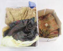 Quantity of assorted dress fabrics to include paisley, brocade, lame, sequined, embroidered, etc.,