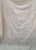 Large embroidered cream linen bedspread/cover, circa 1900, the design Art Nouveau/Arts & Crafts,