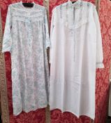 Six various Edwardian-style nightgowns with lace and ribbon detail, crocheted detail and embroidered