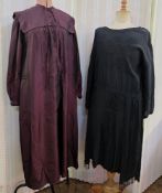 Various cocktail dresses, to include a brown shot satin dress with broad collar labelled Galleries