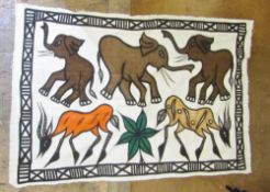 A quantity of Sudanese cotton throws, a cotton blanket woven with elephants and abstract African
