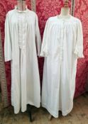 Four Victorian nightgowns, one a gentleman's nightgown with accompanying label that it was a