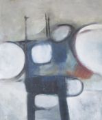 Believed to be Jack Pender   Oil on board Abstract with white circles, unsigned, 62cm x 71cm
