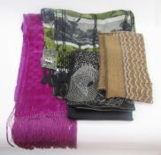 Gucci deep crimson velvet scarf, printed with the Gucci logo, deep silk fringe, a Dries van Noten