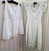 A quantity of Victorian undergarments to include petticoats and an Edwardian blouse, with ruched