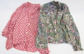 Assorted vintage blouses to include linen, cotton, silk etc. (1 box)