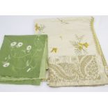Three various textiles to include antique embroidered silk table runner, embroidered in bullion