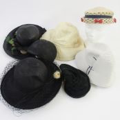 Quantity of mid-century and earlier hats to include Graham Smith, Atelier Lucas for Harrods,