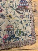 Pair of mid-century textile curtains, pattern as Lee Jofa 'Chinese Brocade' fabric and wall paper,