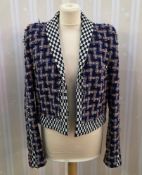 Haider Ackermann tweed mix wool jacket, black and white chequer board lapels, panel on the sleeves