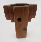 Brian Willsher (1930-2010), wooden totem-style pierced vase, signed to base, 20cm high (2)