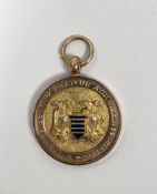 9ct gold and enamel amateur athletics medallion by Thomas Fattorini, Hockley Street, Birmingham,