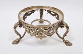 Victorian silver burner stand, makers mark WM, London 1845, of circular form with pierced scroll and